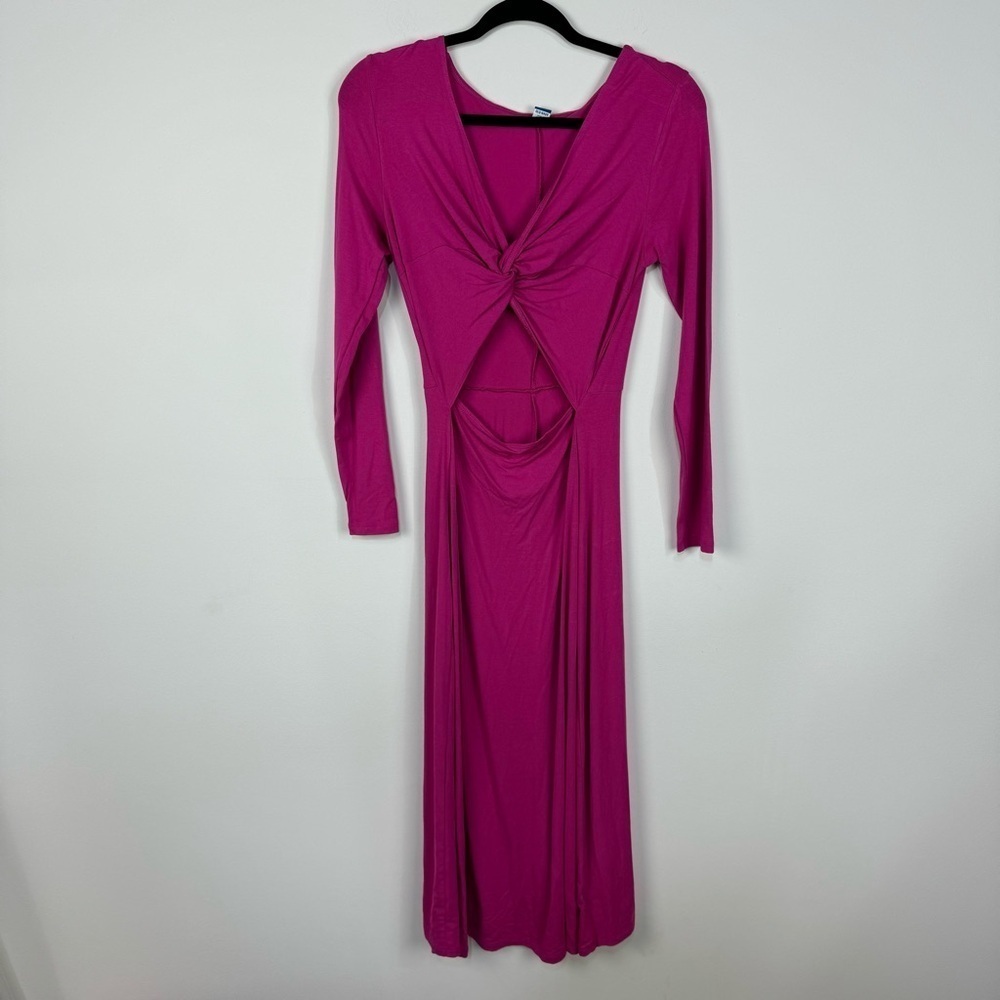 Old Navy Pink Magenta Open Cutout Long Sleeve Maxi Dress Summer Vacation Beach